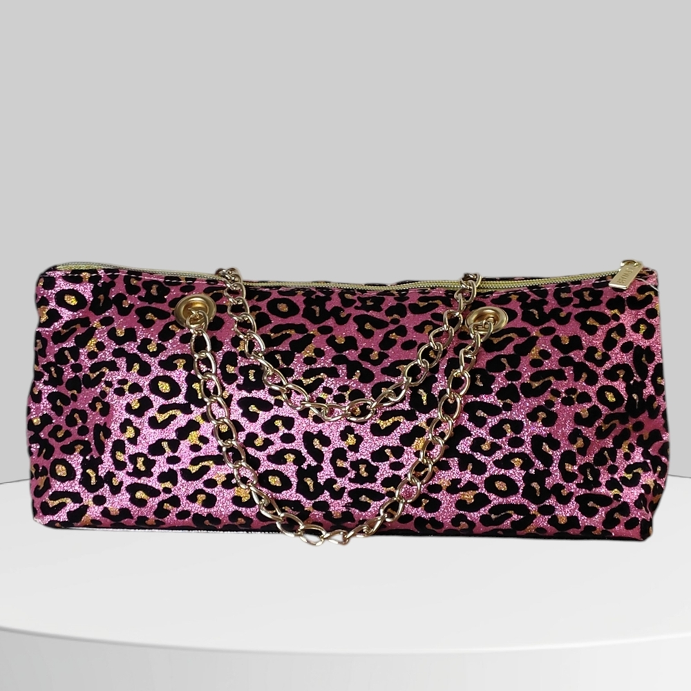 ICEWEAR Elegant Pink Leopard Print Clutch with Chain Strap